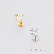 TEARDROP (PEAR-CUT) CZ SWAN 316L SURGICAL STEEL LABRET SET
